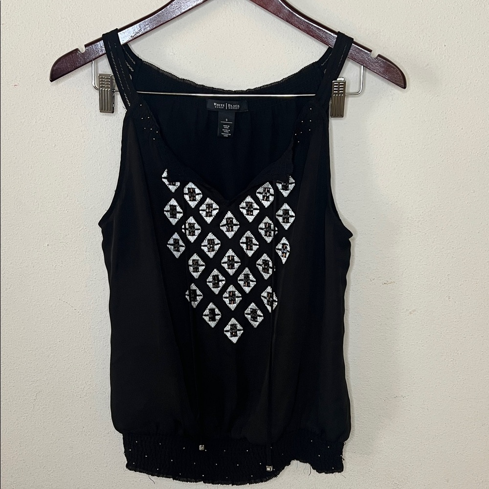 White House Black Market Beaded Tank Top Size Small Blouse Sequins